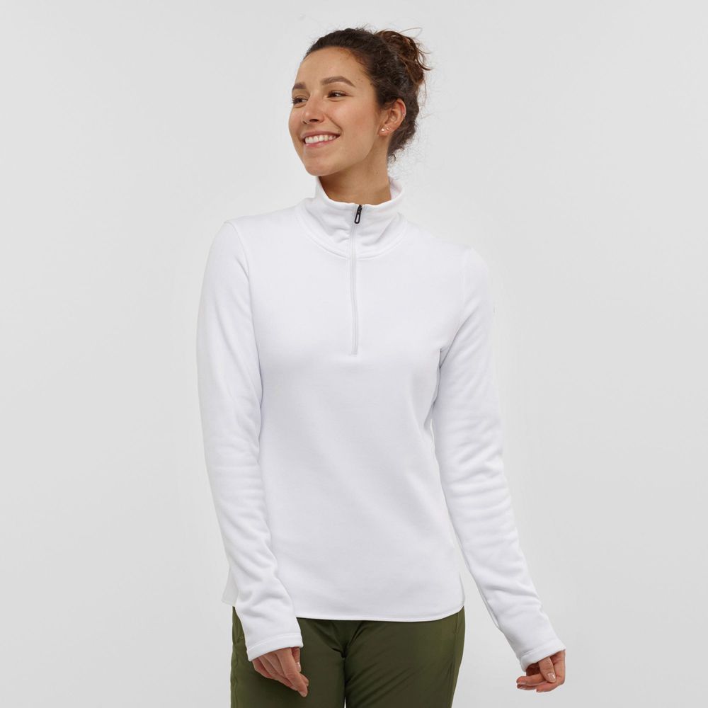 Salomon Singapore Womens Midlayers - WARM AMBITION HALF ZIP W White | 29864-QXMJ